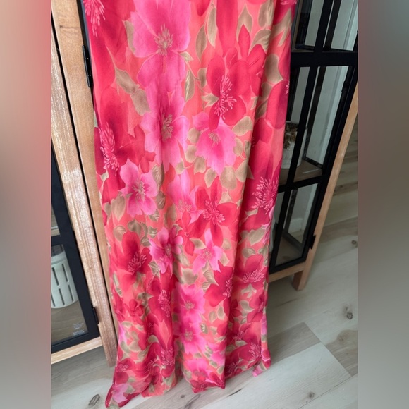 Vintage 90s CDC Maxi dress Floral cowl neck Slip midi hawaiian flowers print Cut - Picture 3 of 8